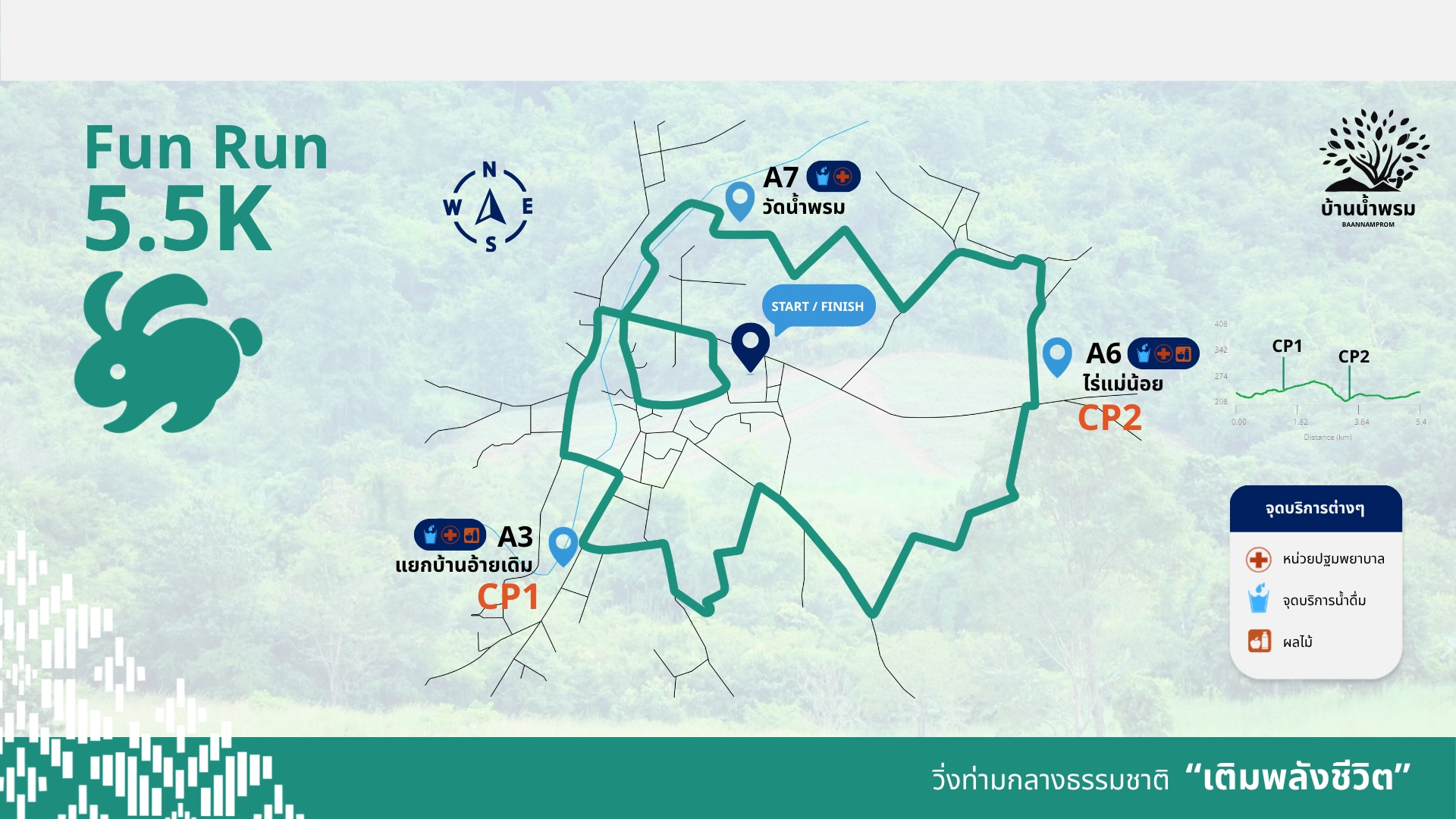 แผนที่เส้นทางวิ่ง 5.5 กิโลเมตร